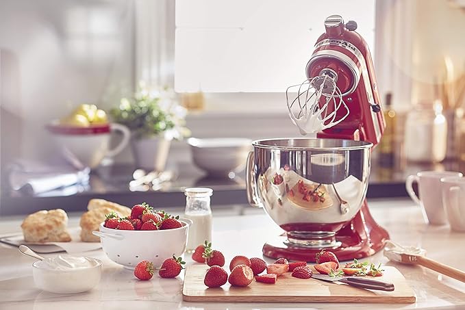 KitchenAid Value Bundle Artisan Series 5 Quart Tilt-Head Stand Mixer with Included Flex Edge Beater, KSM150FEER, Empire Red