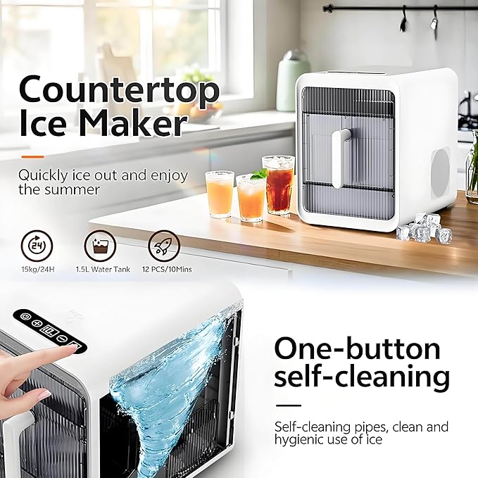 Clear Ice Maker, Makes Fresh Ice Cubes, Chilled Drinks, Makes 12 Ice Cubes in 10 Mins, Suitable for Making Hollow, Half-Hollow and Solid Ice Cubes, Summer Essential!