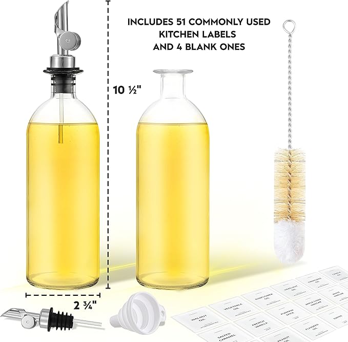Spaceneat Olive Oil Dispenser Bottle for Kitchen & Coffee Syrup Dispenser Bundle, Silver