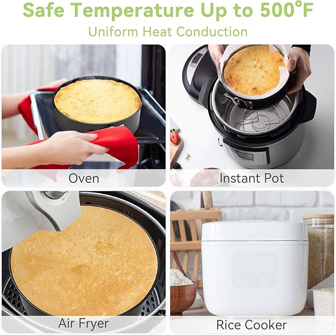 USLAI Springform Pan, 6+8+10 Inch Nonstick Cheesecake Pan with Removable Bottom, Easy to Clean, Ideal for Baking Cakes, Pies and Quiches - Set of 3