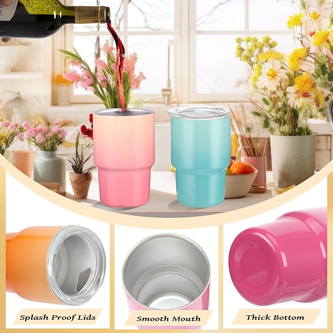 20 Pack 3 oz Gradient Mini Tumbler Shot Glass with Straw and Lid,Sublimation Shot Glasses Stainless Steel Vacuum Insulated Mini Tumblers Cups Gifts for Wedding Cocktail Party