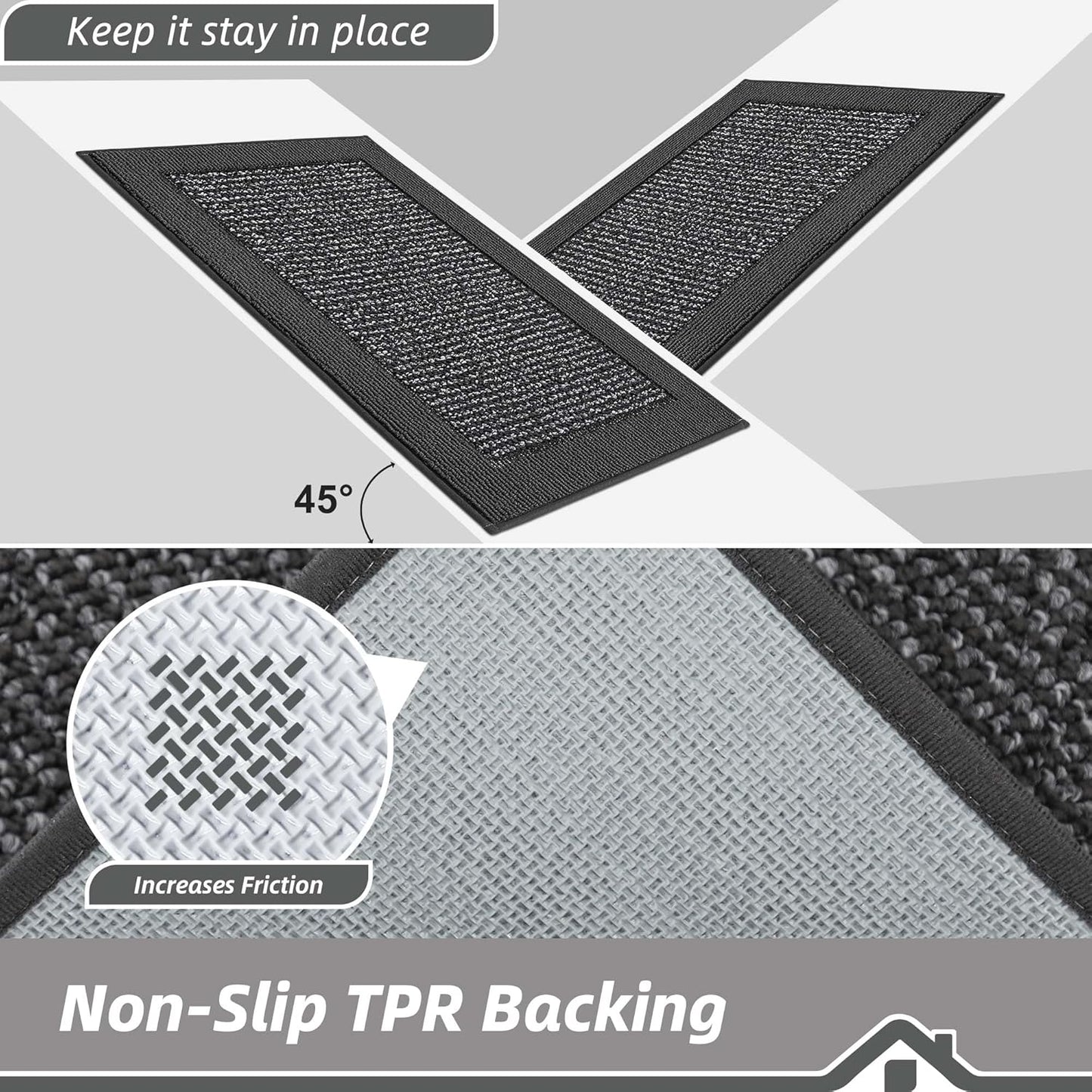 BEQHAUSE Indoor Door Mat 20" x 32", Dirt Trapper Door Mats Non-Slip Entryway Rugs Washable, Resist Dirt Absorbent Welcome Mat, Low Profile Floor Mats for Front Back Door and Entryway, Charcoal