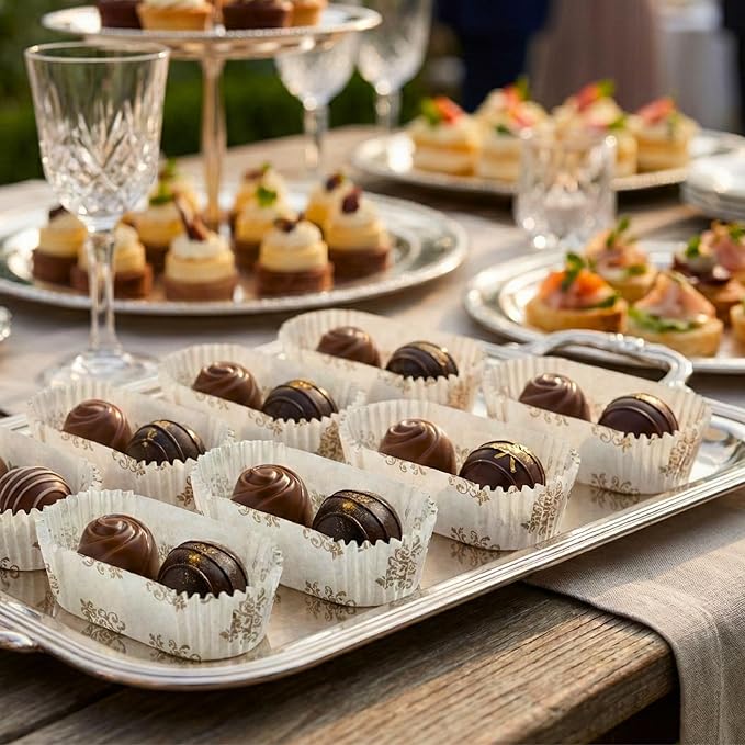 Restaurantware-Premium 3-inch Baking Cups, 1.4 oz: Regular-Ridged Elliptical Paper Baking Cups Perfect for Muffins, Cupcakes or Mini Snacks - Vintage Floral Design - Disposable - 200-CT