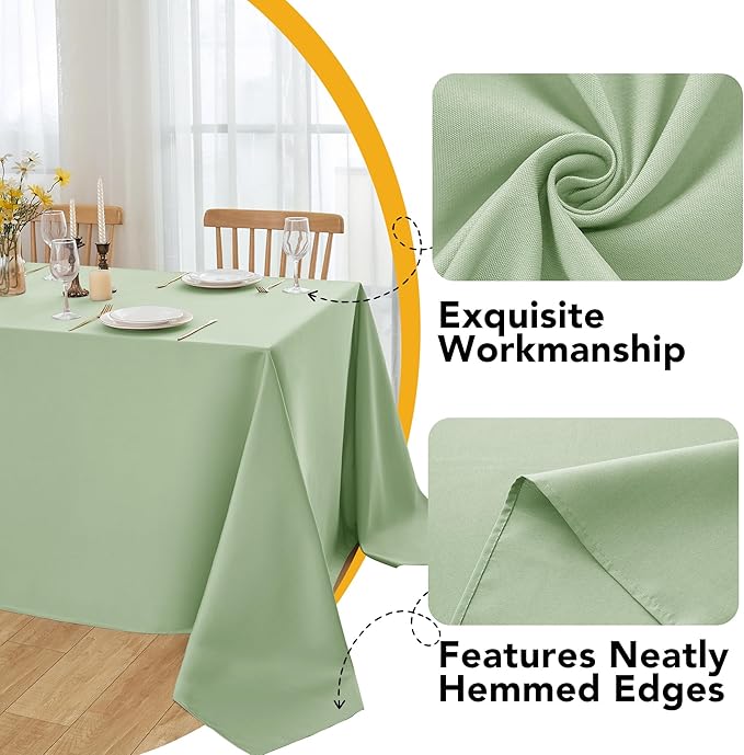 10-Pack Sage Green Tablecloths for Rectangle Tables, 70 x 120 Inches, Stain-Resistant Polyester Fabric for 6 Foot Tables - Washable Table Covers for Weddings, Birthday Parties, Events