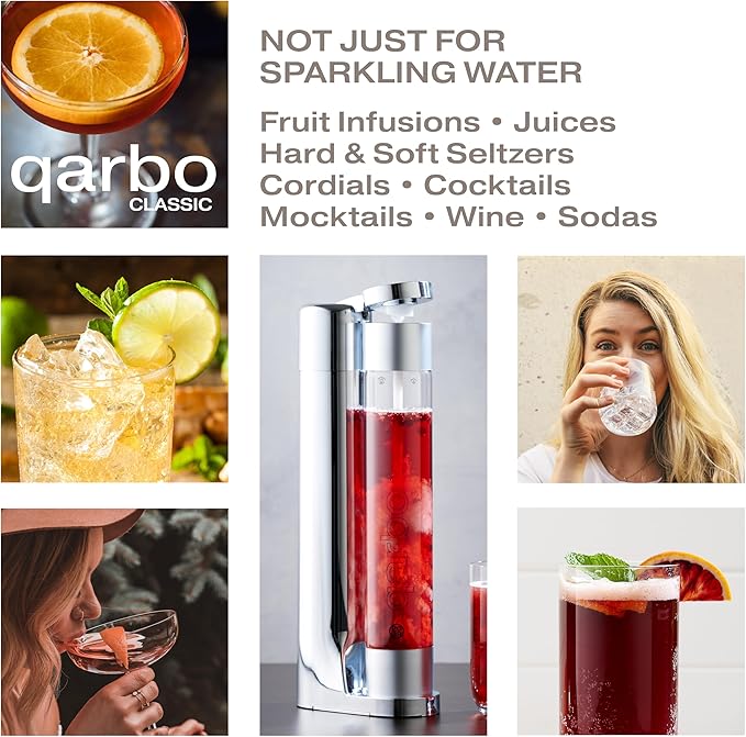 Twenty39 qarbo CLASSIC Sparkling Water Maker Machine - Soda Beverage Carbonator for Home, Seltzer & Carbonated Beverage Dispenser, Water Carbonation Fizz Maker (Matte Black)
