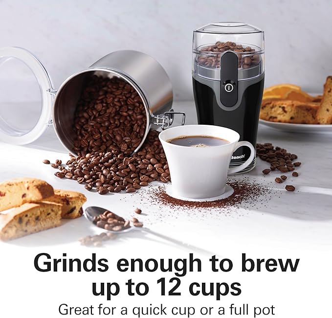 Hamilton Beach Fresh Grind Electric Coffee Grinder for Beans,Spices and More,Stainless Steel Blades,Removable Chamber,Makes up to 12 Cups,Black,(Pack of 2)