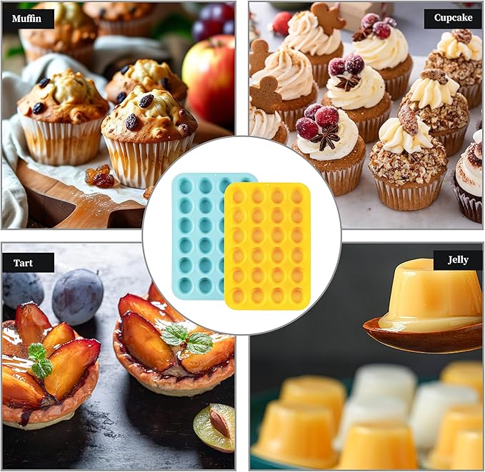VRUIFA 2PCS Silicone Mini Muffin Pan, 24 Cups Nonstick Mini Cupcake Pan for Baking, BPA Free and Dishwasher Safe, Great for Making Muffin Cakes, Tart, Bread and Egg Bites