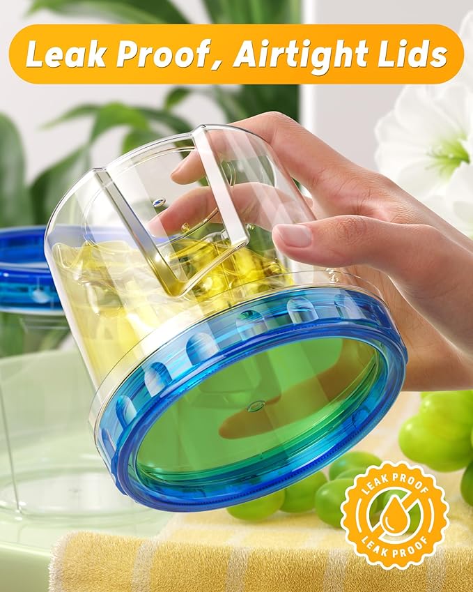 BiuLeon 12 Pack-24 oz Freezer Storage Containers, Plastic Food Storage Containers with Twist Top Lids, BPA Free and Reusable Soup Containers with Lids, Leakproof/Microwave/Dishwasher Safe