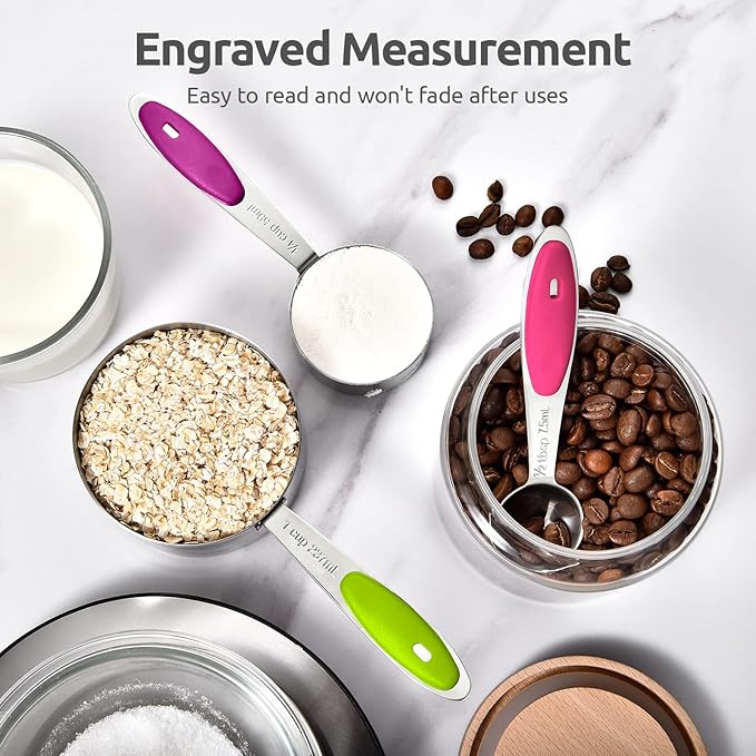 U-Taste 18/8 Stainless Steel Measuring Spoons Set for Dry and Liquid Ingredients(Set of 6), aU-Taste 18/8 Stainlessnd Upgraded Measuring Cups and Spoons Set of 10 with Reinforced Welded Handle (Color)