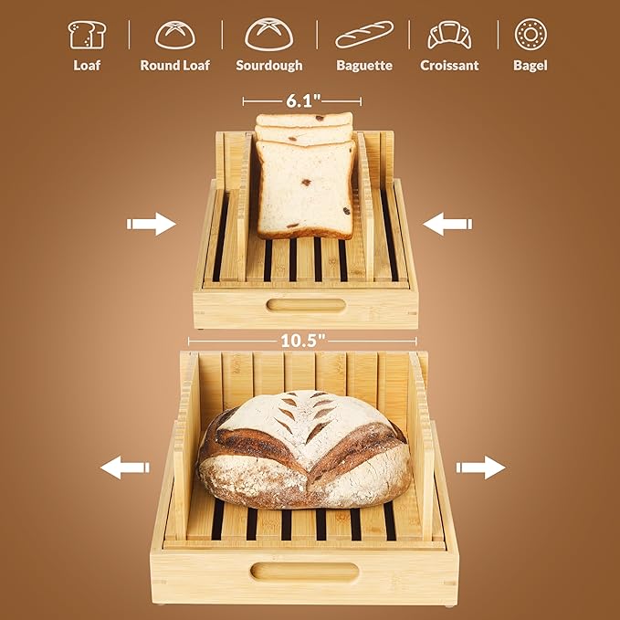 Bread Slicer for Sourdough Rounds & Homemade Bread, 10.5″ Adjustable Large Wide Capacity, Perfect for Artisan Loaves, Durable & Easy to Use – The Ideal Gift for Baking Enthusiasts