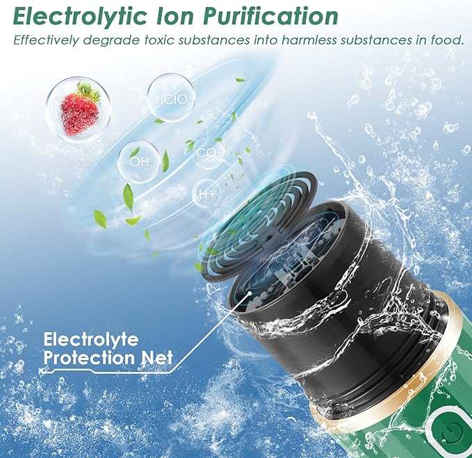 Cudinham Fruit and Vegetable Purifier Cleaner Washing Machine Capsule Shape Disinfection OH-ion Purification Technology for Cleaning Veggie Grains Rice Meat Seafood, Green