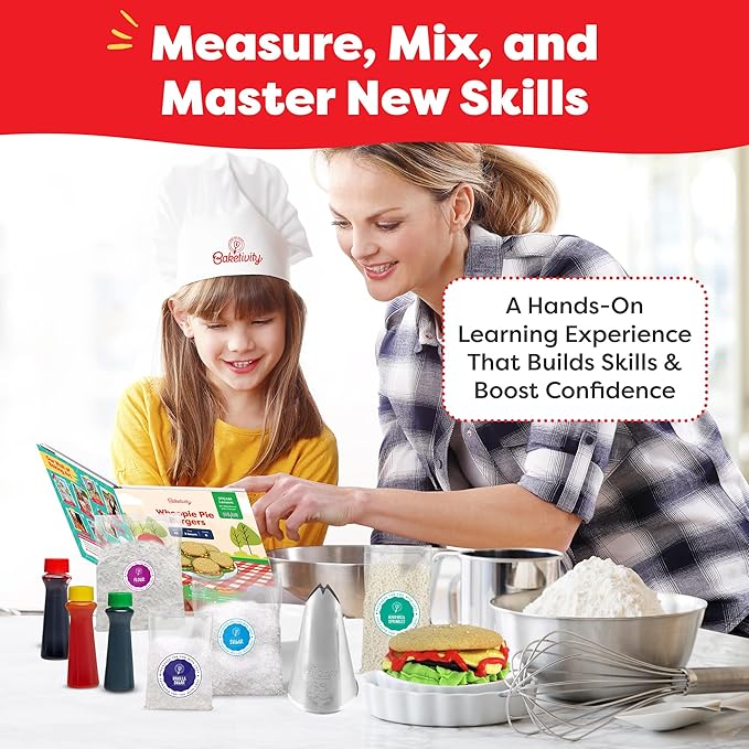 Baketivity Whoopie Pie Burgers Baking Kit for Kids Set - Real Cooking Set for Girls & Boys Ages 5-12 - Baking Kit with Premeasured Ingredients, STEM Kit for Kids with Instructions