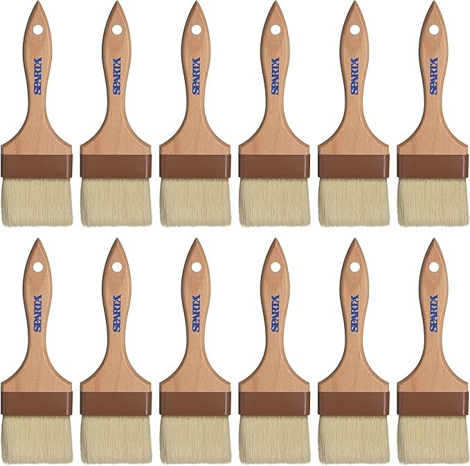 SPARTA 4037600 Boarhair Basting Brush, Flat Brush with Flat Brushhead, 9.25"L x 4"W, Wood Handle (Pack of 12)