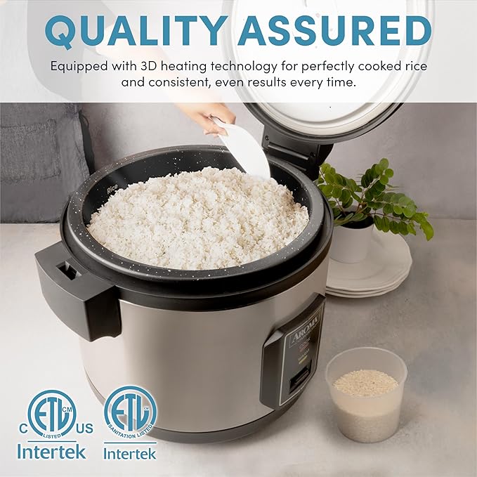 AROMA Commercial Rice Cooker for Restaurant (64 Cups Cooked) and Automatic Commercial Rice Warmer with Bonded Granite® Pot