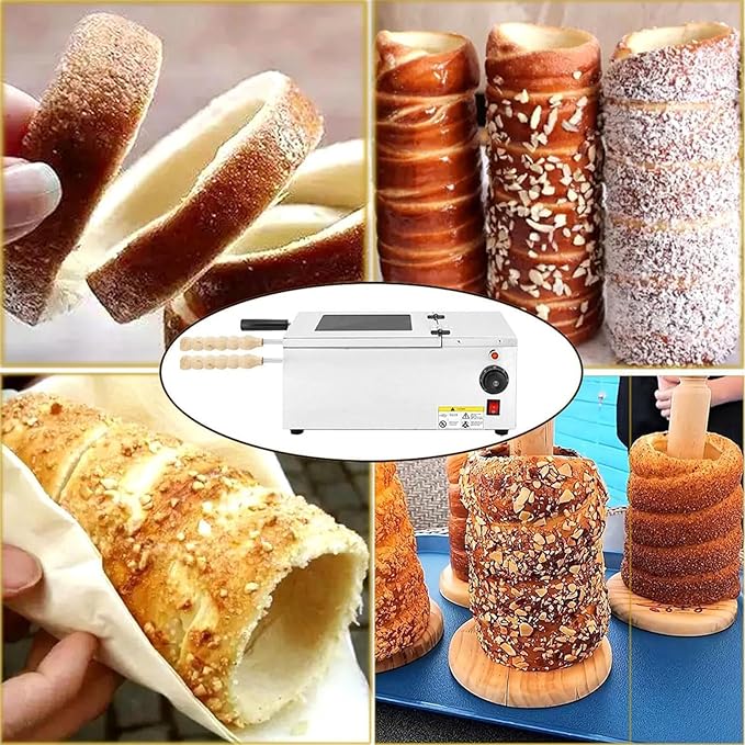 Cake Pop Roller Machine, Chimney Cake Roll Oven Machine 110V 220V Electric Chimney Roll Cake Maker, 2pcs/Time Ice Cream Cone Oven Machine,220V