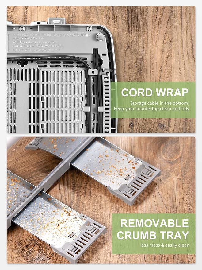 Toaster 4 Slice, Extra Wide Slots, Stainless Steel with High Lift Lever, Bagel and Muffin Function, Removal Crumb Tray, 7-Shade Settings with Warming Rack, Silver, Yabano
