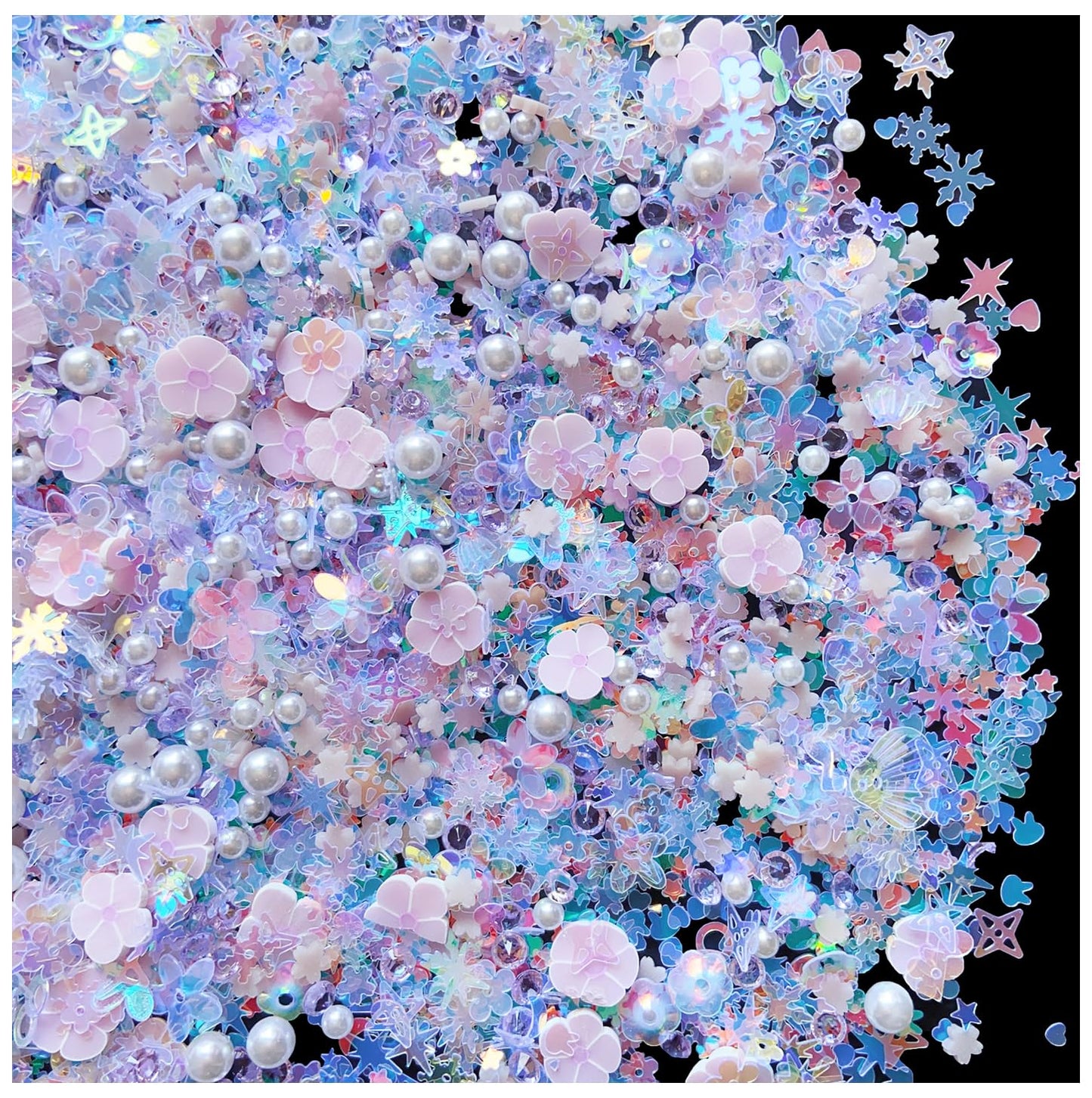 Sequins Holographic Polymer Clay Slices Nail Glitter 3D Holographic Snowflake Shell Butterfly Plum Blossom Nail Sequins Slices Polymer Clay Nail Decals for DIY Nail Decoration (Purple-52)
