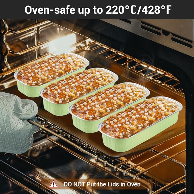 EUSOAR Foil Ramekins with Lids, 50pcs 6.8oz 6.5"x2.5"x1.2" Disposable Aluminum Baking Cups Mini Cake Pans with Lids, Rectangle Cupcake Containers Wrappers，Dessert Cheesecake Creme Brulee Pan