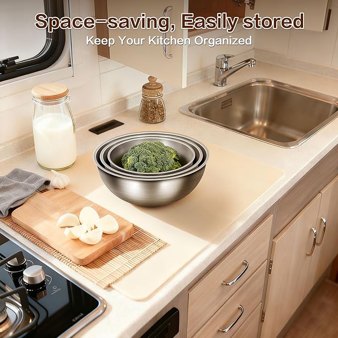 Gronivex Stainless Steel Mixing Bowls Set of 3 (1.5, 2.2, 3.4 Qt) - Food Grade 304, Nesting Design, Dishwasher Safe for Baking, Salad Prep & Cooking