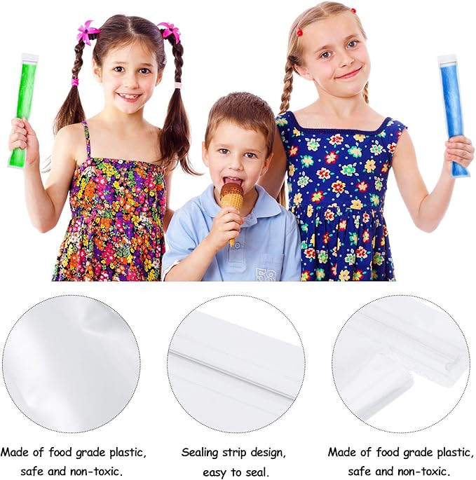 Shappy 450 Pcs Disposable Ice Pop Mold Bags with 3 Silicone Funnels Freezer Tubes with Zipper Seals DIY Ice Pop Bags Bulk for Yogurt Healthy Snacks Juice Fruit Smoothies(8.7 x 2.4 Inch)