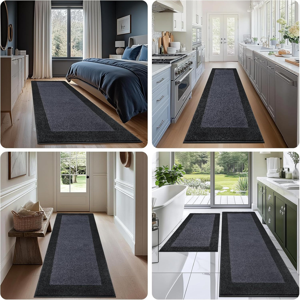 Machine Washable Runner Rug 32" x 120", Non Slip Kitchen Mat for Floor, Absorbent Entryway Rug for Kitchen, Bedroom, Living Room, Hallway, Door (Roll Packing)