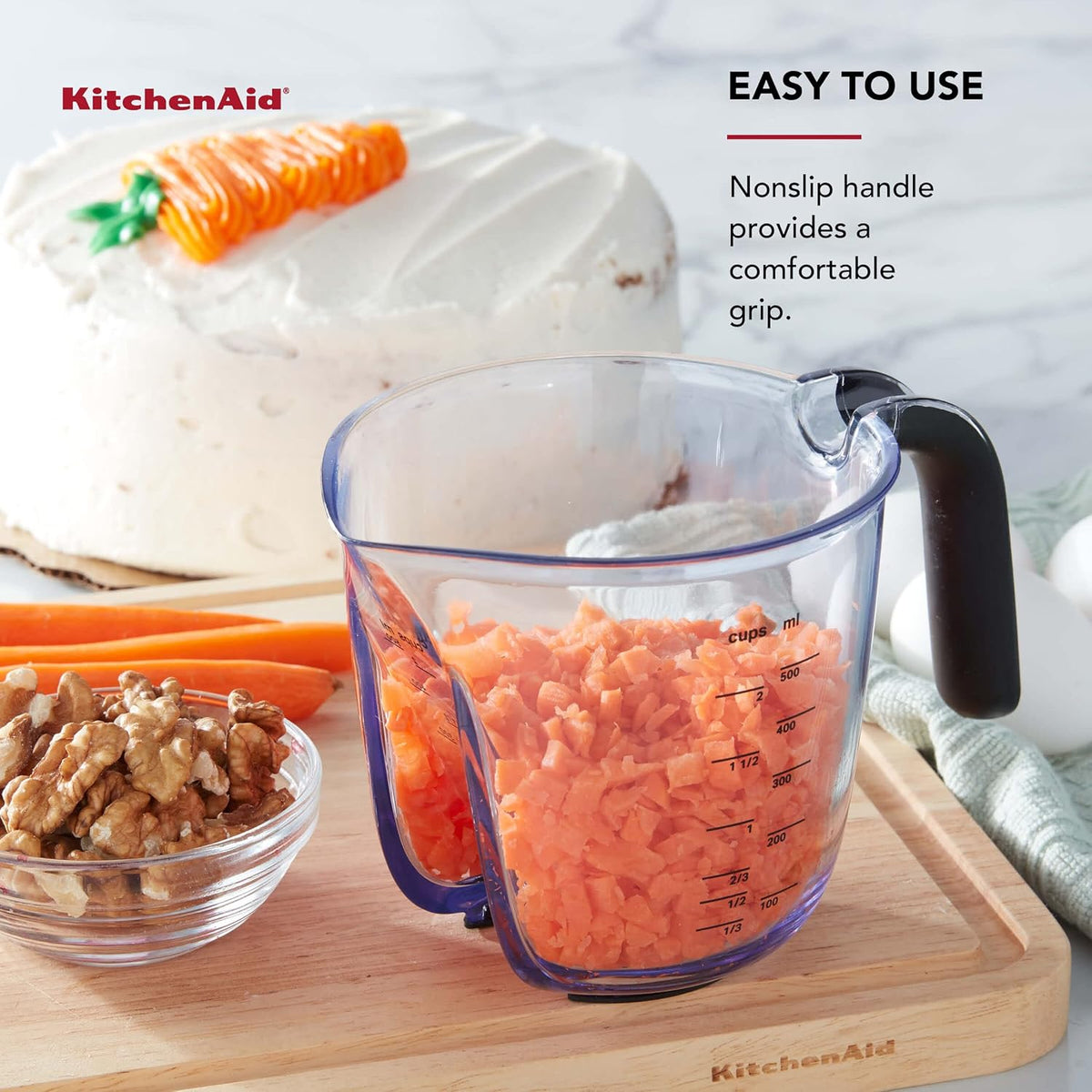 KitchenAid Universal Easy View Angled Measuring Cup, Medium, Clear with Black Handle
