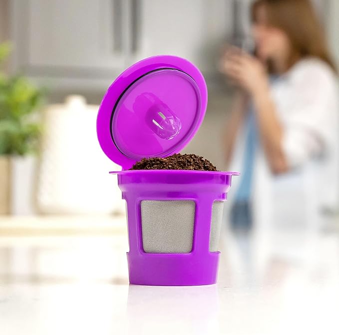 2-Item Bundle: 4-Pack Cafe Save 1-Stream Reusable K Cup Coffee Filters + EZ-Scoop 2 Tbsp Scoop with Integrated Funnel, Refillable Pod Capsule For Use with Keurig & Select Single Cup Coffee Maker