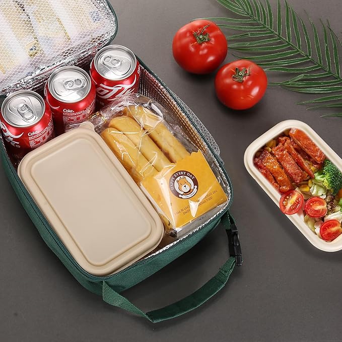 Lovoeo Lunch box Lunch bag for men women Insulated Lunchbox Lunch bags for Work Picnic Travel(Deep green)