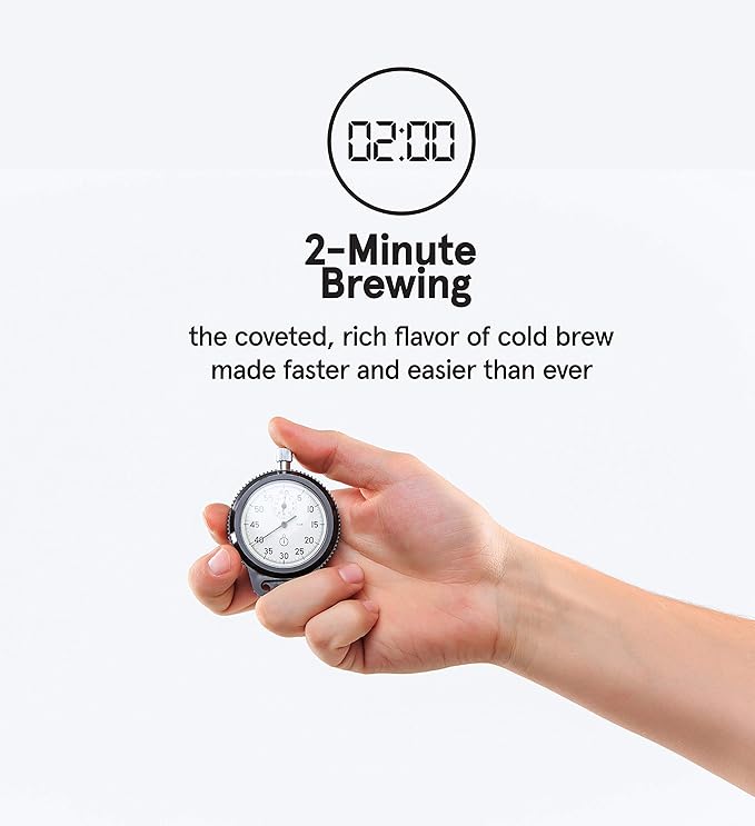 Gourmia GCM7800 Brewdini™ Digital Cold Brew Coffee Maker - Vacuum Technology for 2 Minute Cold Brew - 4 Strength Options - 5 Cup Capacity - Stainless Steel