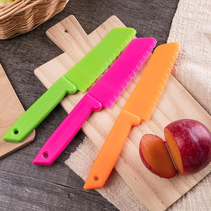 30 Pieces Kid Knife Plastic Kids Safe Knives Bulk for Real Cooking, Nylon Children Toddler Cooking Kitchen Set for Bread, Lettuce and Salad for Birthday Party Favors Supplies