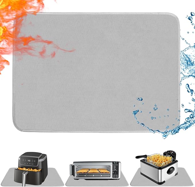 Heat Resistant Mat for Air Fryer,Deep Fryer,Oven,Gray 15x18in Hot Pads for Kitchen Counter Heat Protector,Deep Fryer Coffee Machine Accessories,Under Coffee Maker Mats for Quartz Countertop Protector