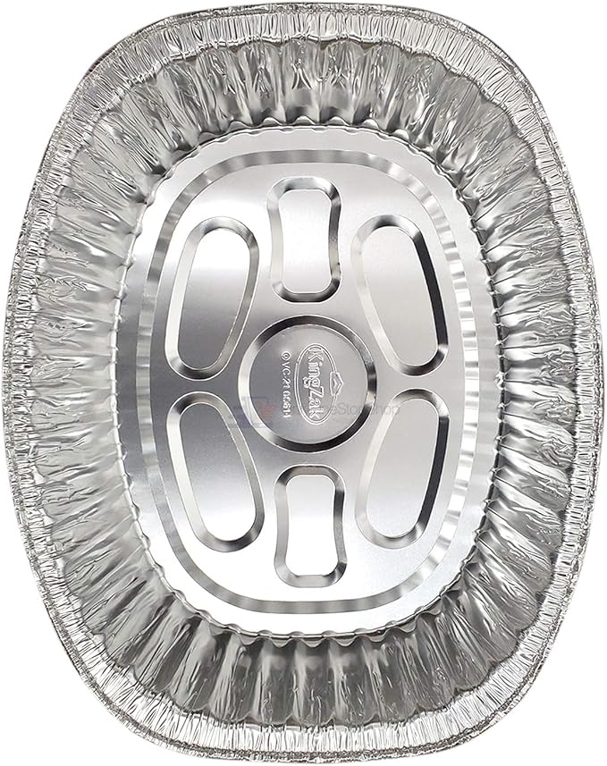 Disposable Oval Roasting Pan - Durable Turkey Roaster Pans Extra Large, Heavy-Duty Aluminum Foil, Deep, Oval Shape for Chicken, Meat, Brisket, Roasting, Baking, Recyclable (20)