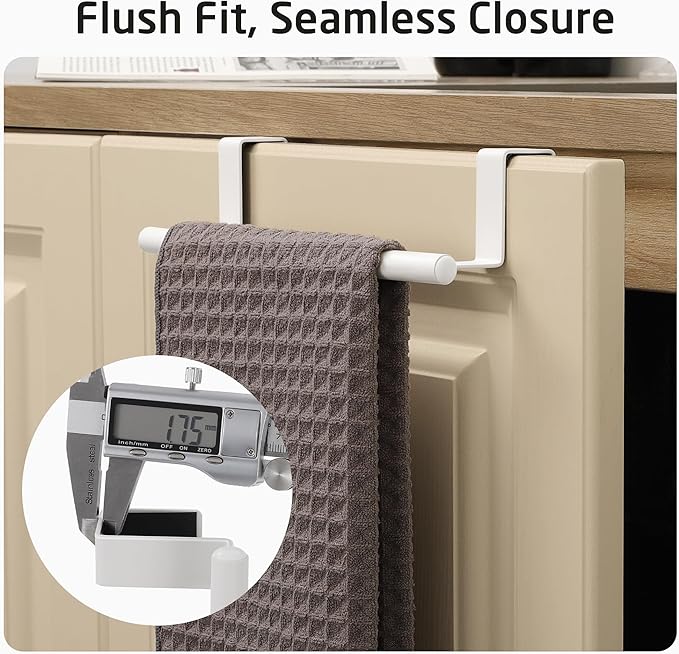 KES Over Cabinet Door Towel Bar Fit 1" Thick, Kitchen Towel Holder, Kitchen Towel Rack, Cabinet Towel Holder Scratchproof, White 2 Pack, KTH500S26-WH-P2