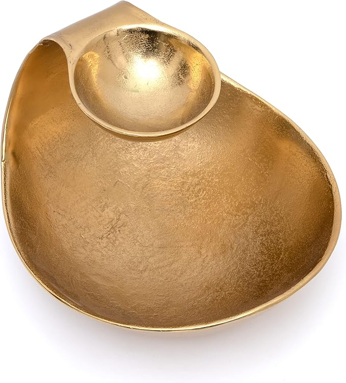 Brass Chip and Dip Serving Bowl Gold Brass Tiered Snack, Candy & Salad Bowl Decorative Centerpiece Serving Platter Nuts, Chip & Dip, Salsas, Tray, Serveware Home Decor Gift Entertaining Centerpiece