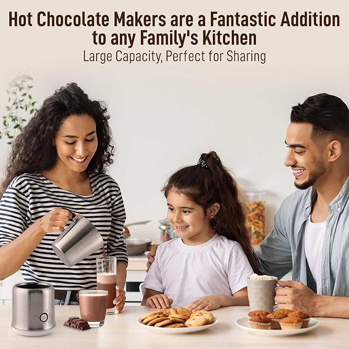 Zulay Electric Hot Chocolate Maker Machine - Powerful, Stainless Steel Hot Chocolate Machine & Hot Cocoa Maker - 4-in-1 Detachable Milk Frother Heater & Cold Foam Maker - Milk Frother Dishwasher Safe
