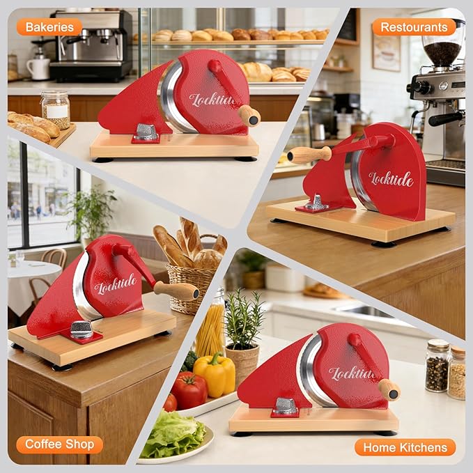 Manual Bread Slicer for Homemade Sourdough Bread, Hand Crank Bread Slicer With Scale Line, Suction Cup and Protective Cover, Adjustable Thickness