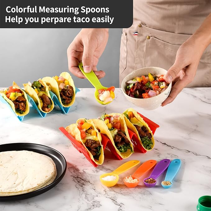 Taco Holders Set of 12, Taco Bar Serving Set for a Party, Large Taco Trays, Taco Holder Stand for Hard or Soft Taco, Taco Plate, Taco Tuesday Night, Taco Rack