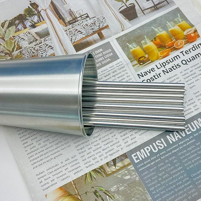 Stainless Steel Straw 100Pcs In Bulk,Ultra Long 10.5" Reusable Metal Straight Straws in Wholesale Order for Drinks (10.5" - Silver, 100pcs - Straight)