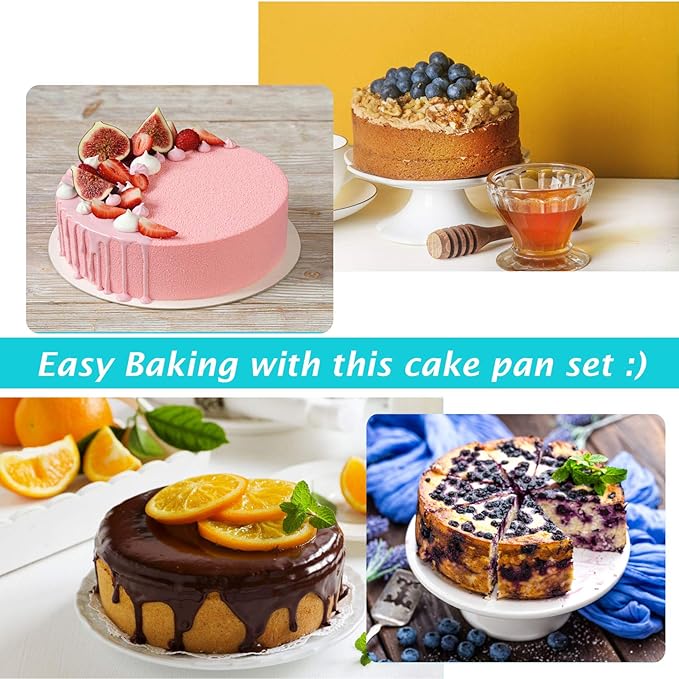 P&P CHEF 9.5 Inch Cake Pan, 1 Piece Round Layer Cake Baking Pans, Stainless Steel Smash Cake Tin Bakeware for Cooking Steaming, Nontoxic & Sturdy, Oven & Dishwasher Safe