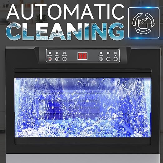 YITAHOME 100lbs Under Counter Ice Maker, ETL & DOE Certificated Commercial Ice Maker Machine Commercial, Large Ice Makers Freestanding for Home Cafe Bar Restaurant 45pcs with 33lbs Storage Bin