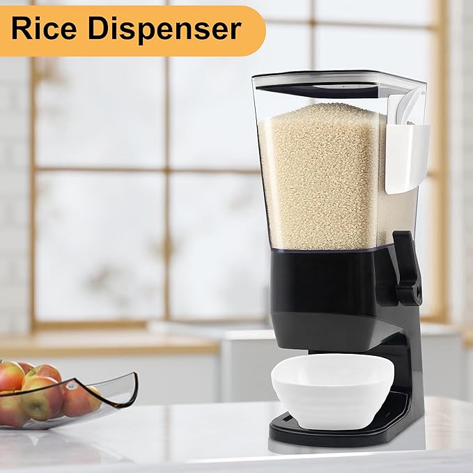 Cereal Dispenser Countertop Black 2 Pack, Dry Food Dispenser with Bowls Spoons Cutlery Box, 3.2L Cereal Containers Storage Food Dispenser, for Pantry Kitchen Organization Oatmeal Nut Granola