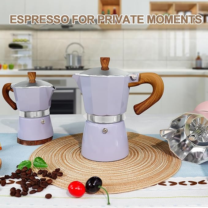 Aluminum 9 Cup 450ml Moka Pot Express Coffee Maker Stovetop Espresso Colorful Coffeemaker Italian Classic Style Brewing Greca Cafe Mocha Machine for Cafeteras Lover Camping Travel and Home Use 15oz