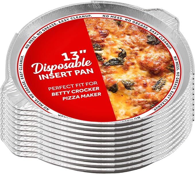 12" Pizza Oven Insert Pan (5-Pack) - Disposable Aluminum Liner for Countertop Pizza Makers, Fits Betty Crocker Pizza Maker, Piezano & More