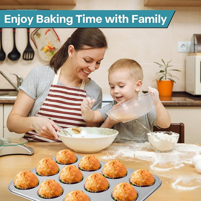 2-Pack Cupcake Pan with Lid, 12-Cup Nonstick Muffin Pan with Handle – Cupcake Carrier for Baking & Transporting, Perfect for Party, Holiday, Gathering