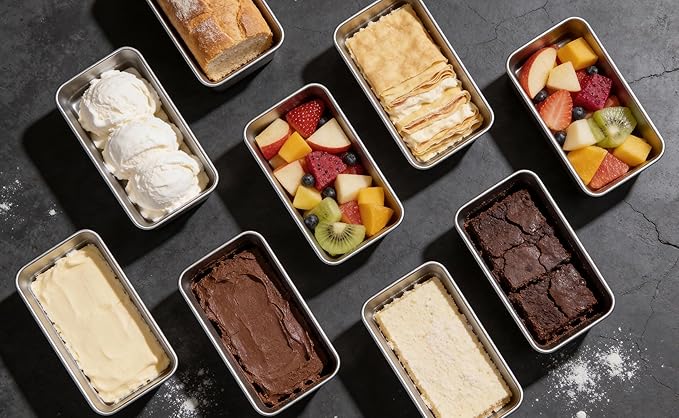 Leonyo 8 Pack Mini Loaf Pans for Baking, 6.3x3.5IN Stainless Steel Small Bread Loaf Pans for Meatloaf, Metal Mini Loaf Tins for Banana Bread Baking Homemade Brownies Smaller Loaves, Dishwasher Safe