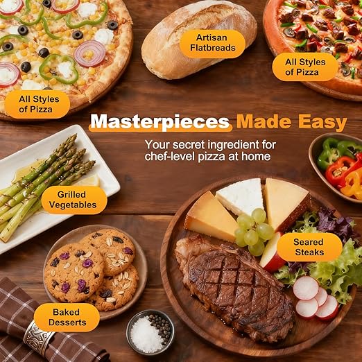 OLIXIS Pizza Oven Indoor, 1600W Electric Pizza Oven Fast Heating, 4 Modes Pizza Maker for 12 Inches, with Pizza Stone & Spatula, Upper-Bottom Independent Heating Temperature Control
