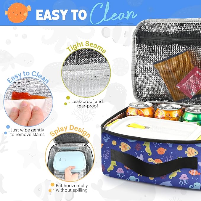Lunch Box for Women Men & Adult, Insulated Lunch Bag, Cooler Reusable Cute Lunch Containers, Leak Proof and Waterproof Large Capacity lunch tote bags for Work, Travel, Picnic Outdoor and Beach