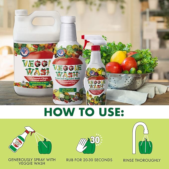 Veggie Wash Fruit and Vegetable Wash, Ideal for Cleaning Produce, 1 Gallon