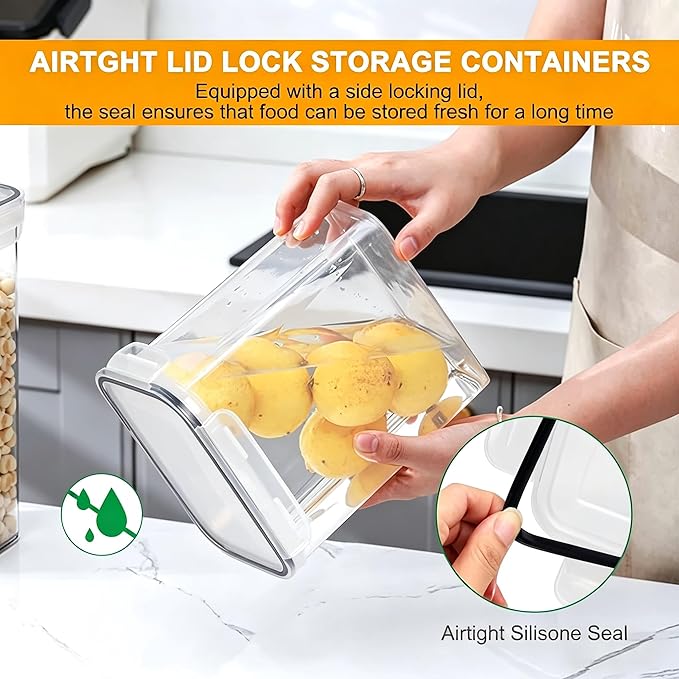 32 Pack Airtight Food Storage Containers with Lids, BPA Free Clear Plastic Pantry Storage Containers, Kitchen Pantry Organizers for Cereal, Flour, Sugar, Dry Food
