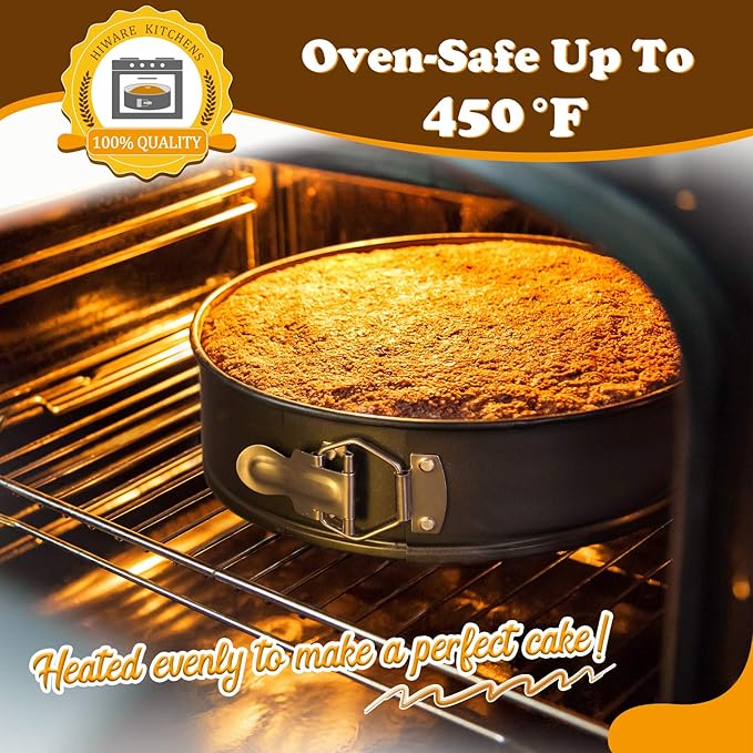 HIWARE 8 Inch Non-stick Springform Pan with Removable Bottom - Leakproof Cheesecake Pan